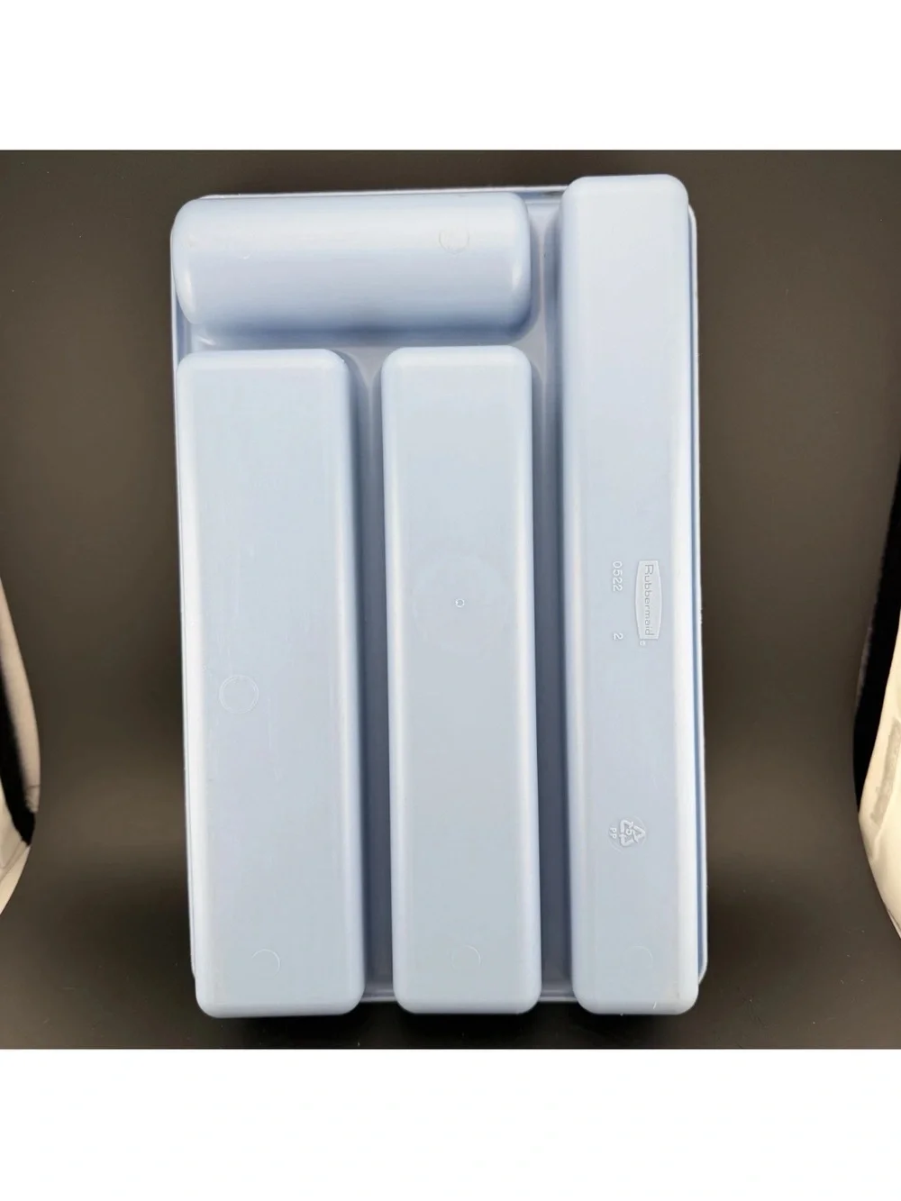 Vintage BLUE Rubbermaid Small Cutlery Silverware Flatware Tray Plastic 0522